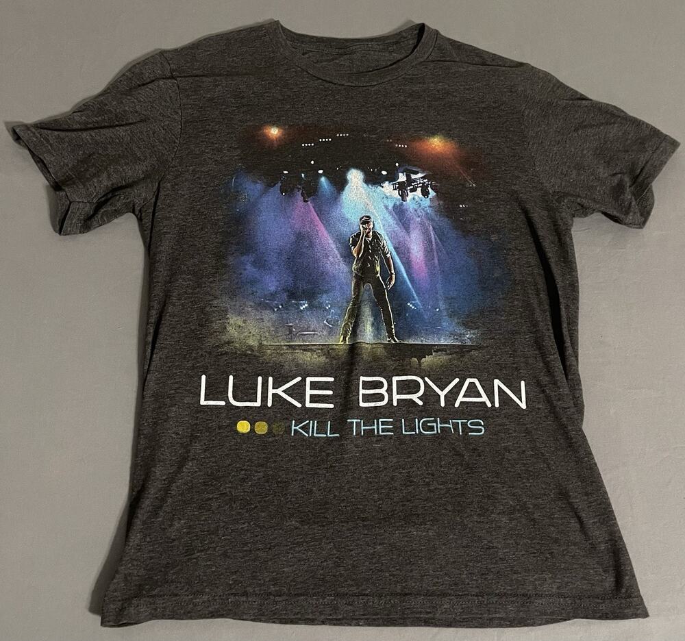 Luke Bryan Kill The Lights Tour Concert T-Shirt Women’s Small Medium Gray EUC